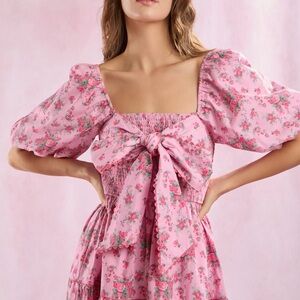 Peach Love California Pink Puff Sleeve Mini Dress